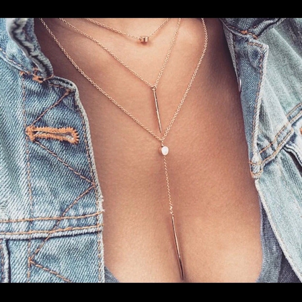 ✨Gold tone Multi layer bar statement necklace✨